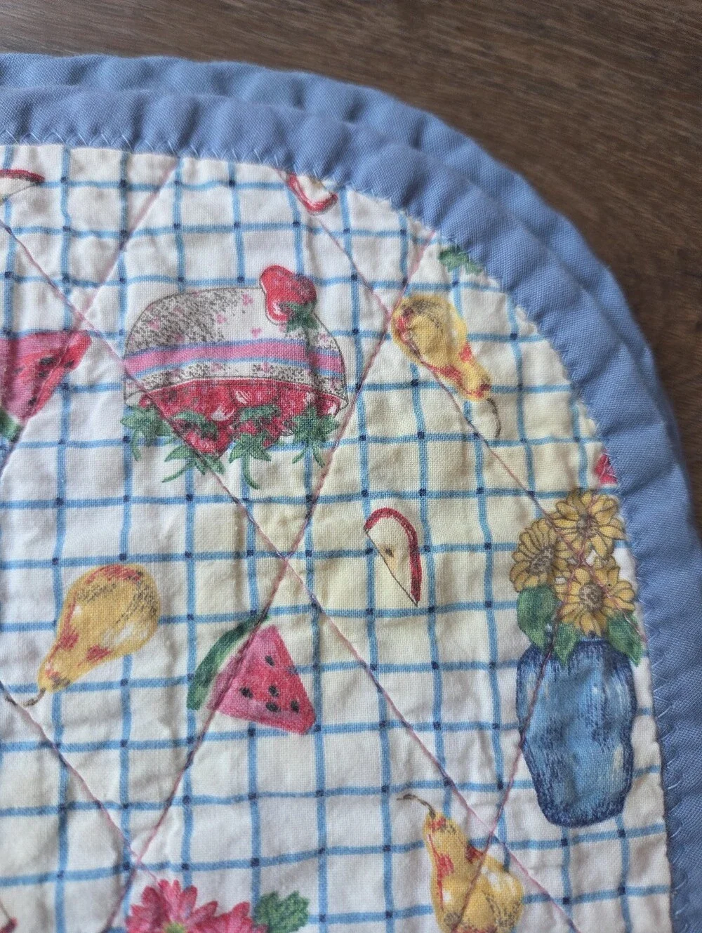 Vintage set of 10 Handmade Farmhouse Patchwork Watermelon Print Placemats